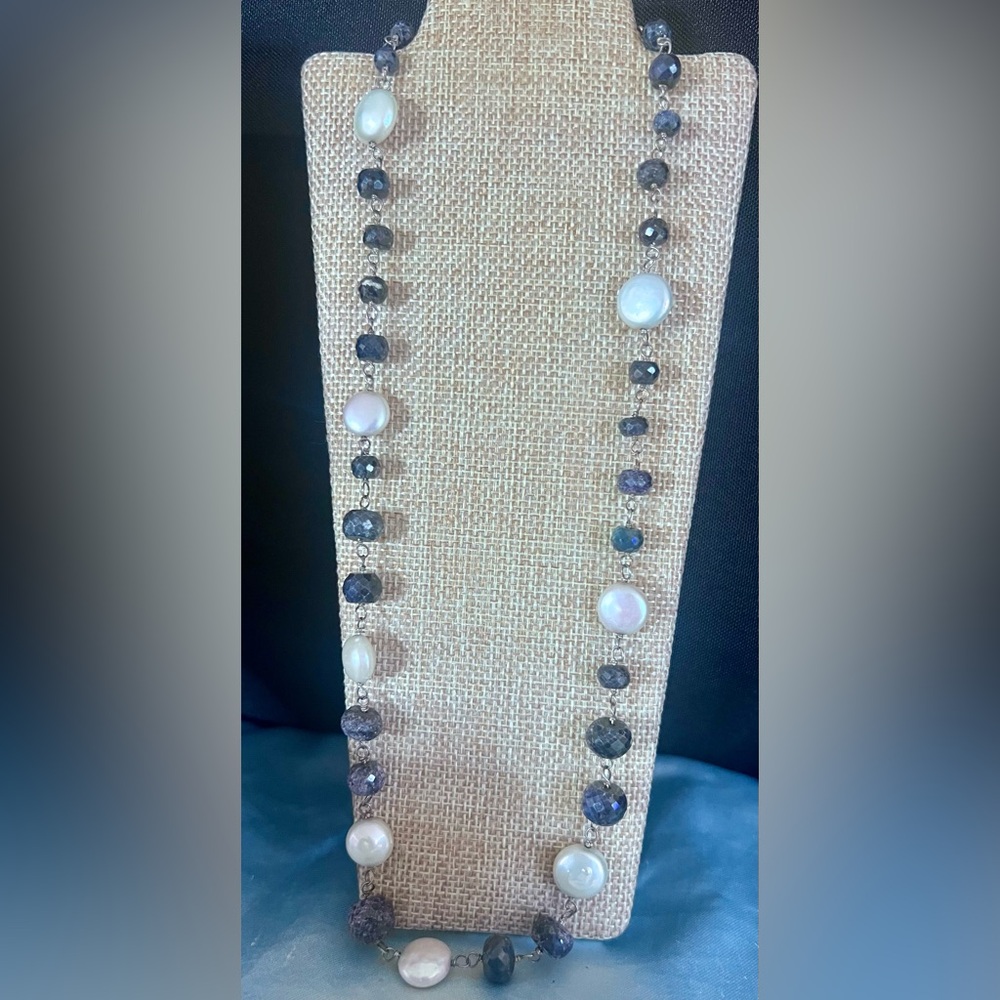 Vintage Tahitian Fresh Water Pearls and Sri Lankan Sapphire Necklace